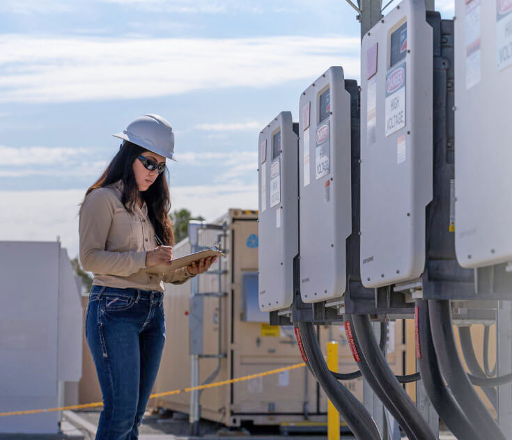 A Sempra California employee working at an energy storage facility